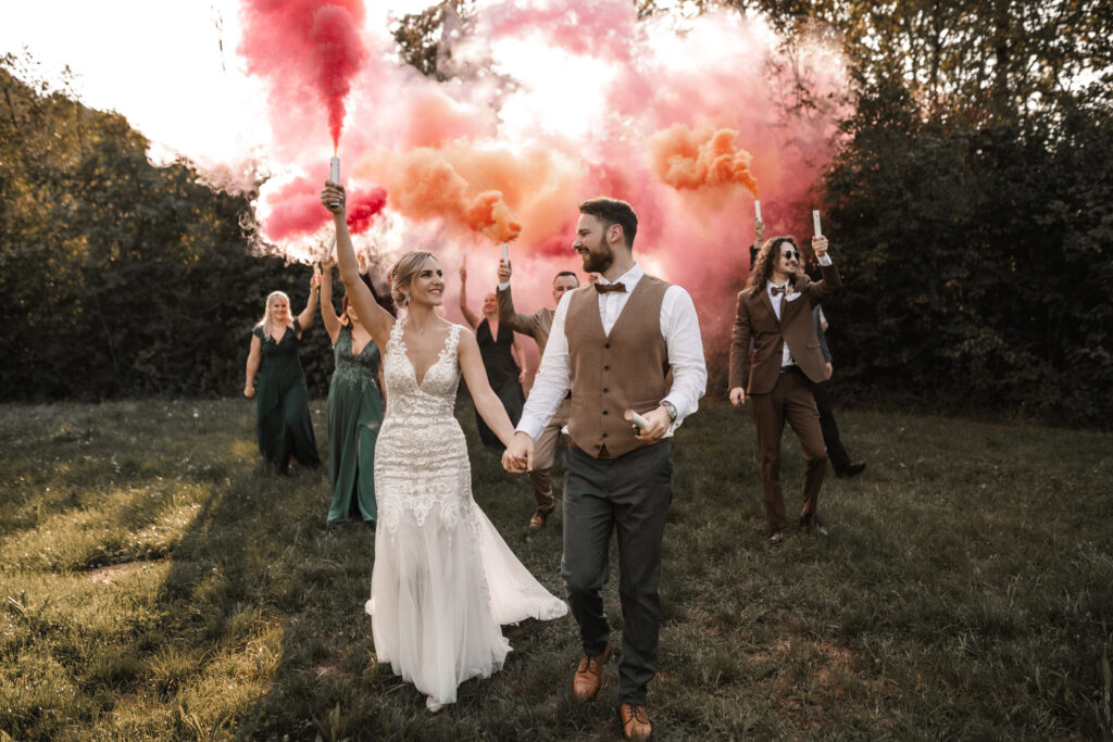 Hochzeitsfotograf Zürich, Rauchbomben farbig